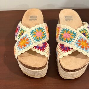 Vibrant Crochet Platform Sandals
